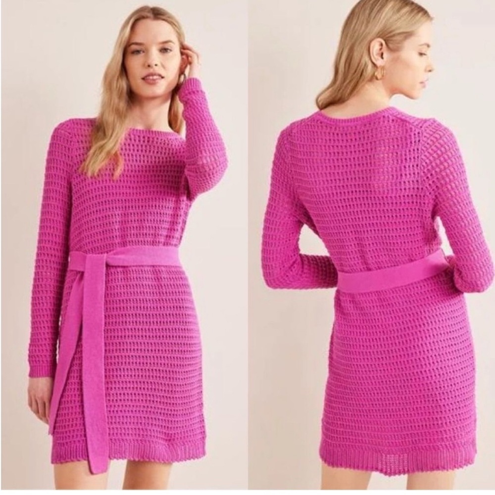 Boden Knit Crochet Sweater Dress 4L